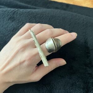Set of Two Silver Statement Rings